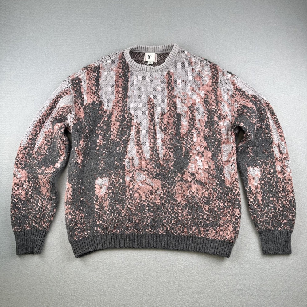 Urban Outfitters BDG Punk Cactus Pink Gray Sweater Mens Size Large Pullover